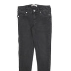LEVI'S 710 Womens Slim Black Denim Raw Hem Skinny Cotton Blend W24 L25 Lace-Up