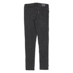 LEVI'S 710 Womens Slim Black Denim Raw Hem Skinny Cotton Blend W24 L25 Lace-Up