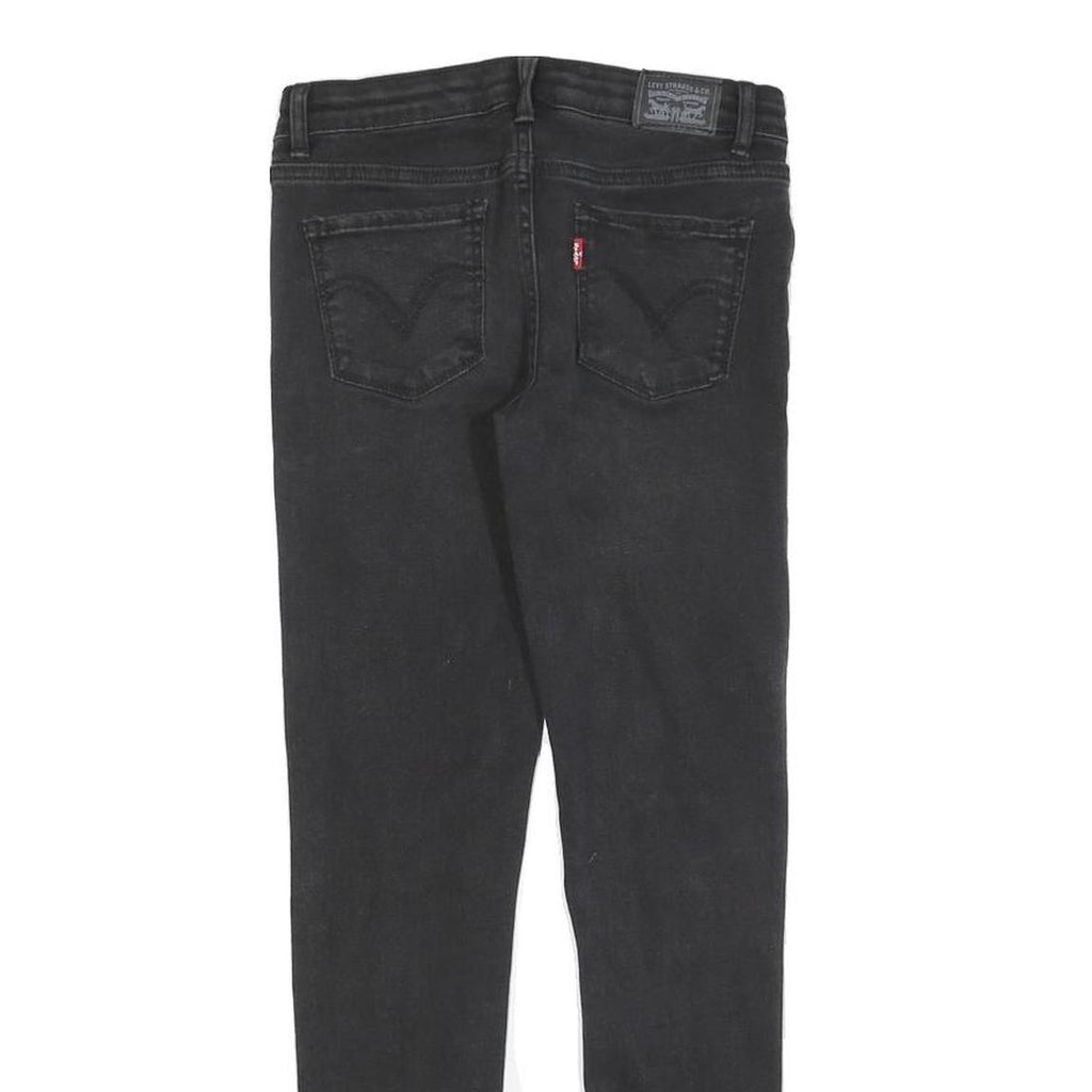 LEVI'S 710 Womens Slim Black Denim Raw Hem Skinny Cotton Blend W24 L25 Lace-Up
