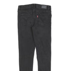 LEVI'S 710 Womens Slim Black Denim Raw Hem Skinny Cotton Blend W24 L25 Lace-Up