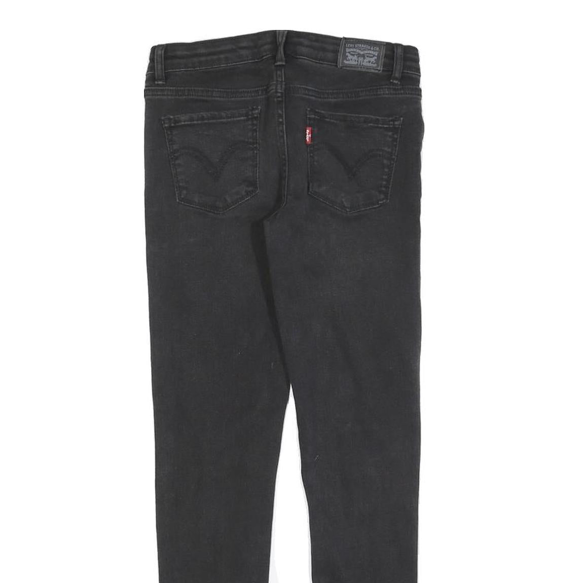 LEVI'S 710 Womens Slim Black Denim Raw Hem Skinny Cotton Blend W24 L25 Lace-Up