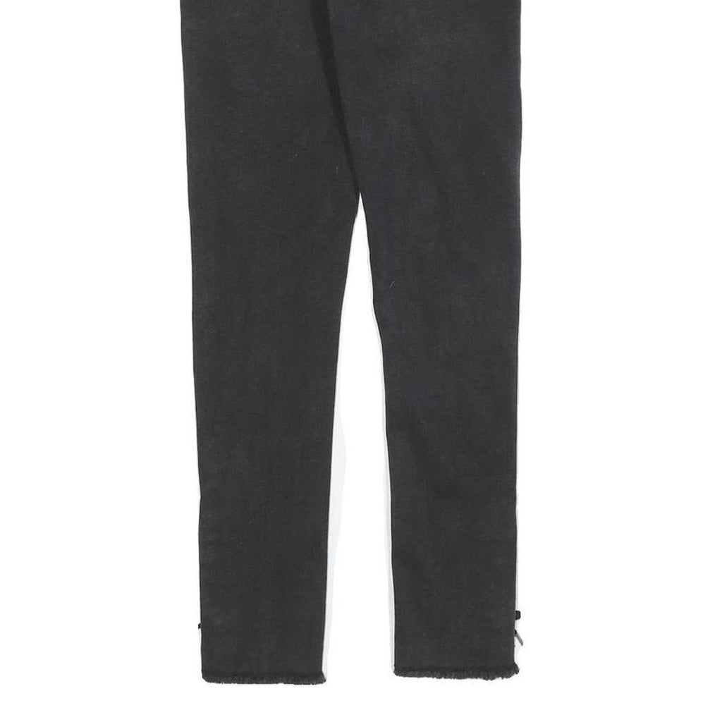 LEVI'S 710 Womens Slim Black Denim Raw Hem Skinny Cotton Blend W24 L25 Lace-Up