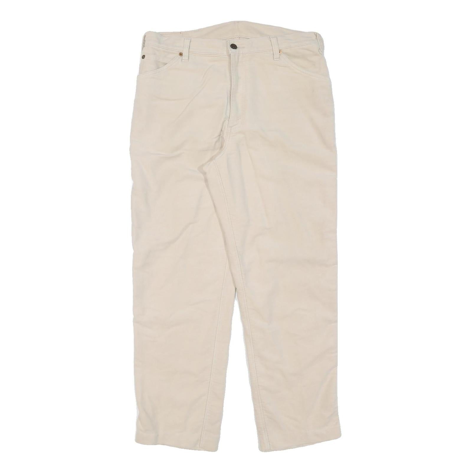 LEVI'S Mens Regular Cream Cotton Straight Fit Trousers W33 L28 Casual Wear