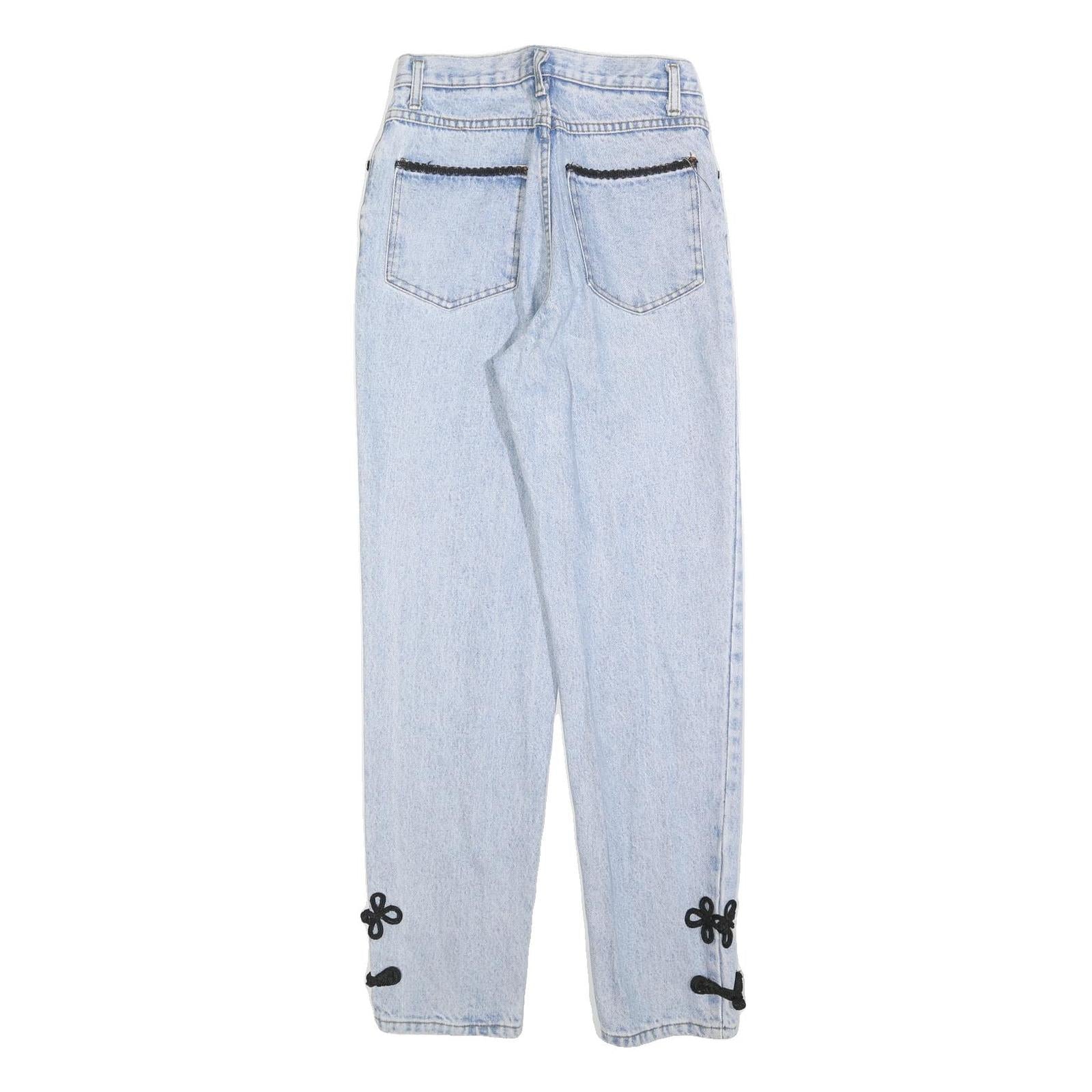 BASIC BLUES Womens Regular Fit Light Blue Denim Jeans W26 L30 Embroidered Detail