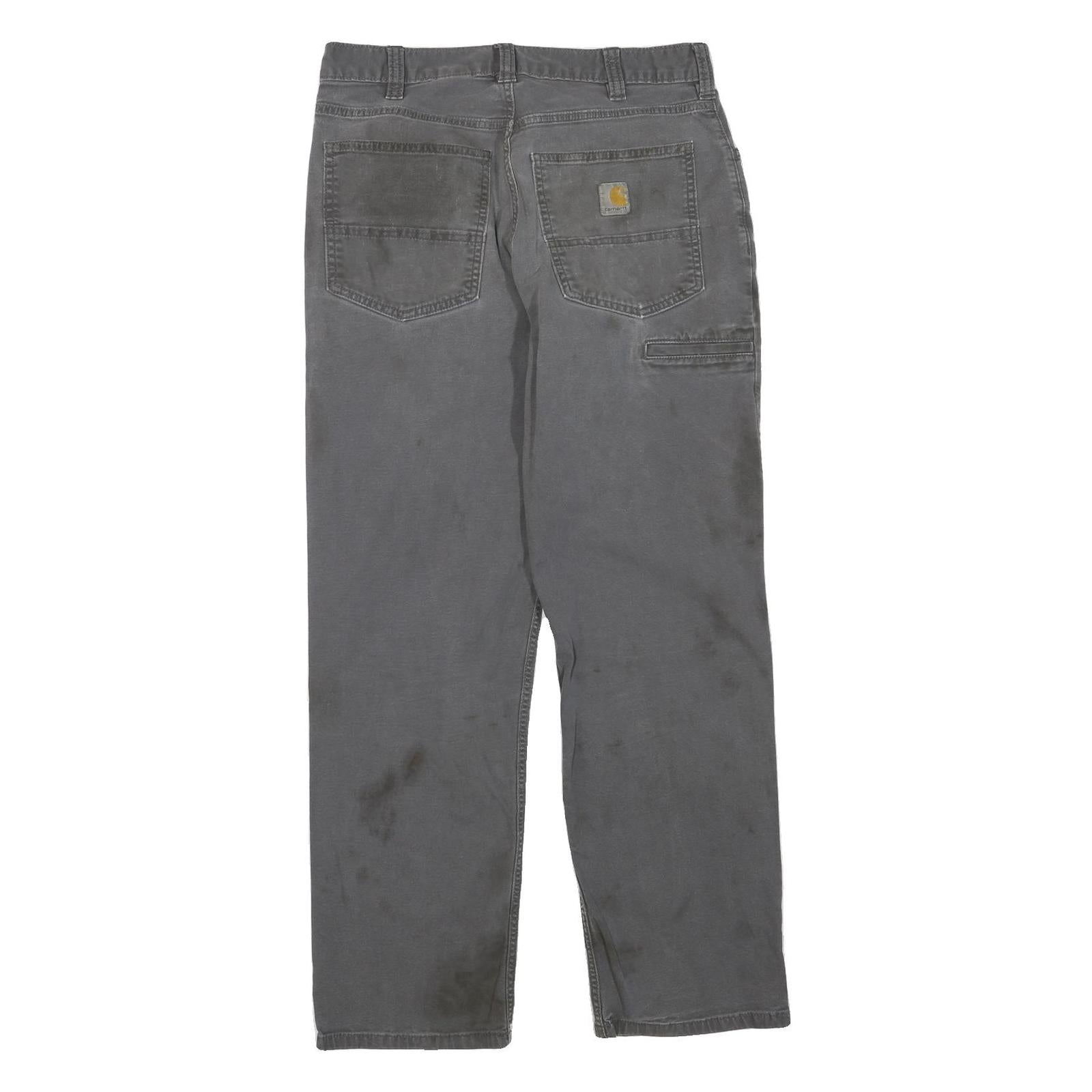 CARHARTT Mens Grey Regular Fit Straight Cotton Blend W32 L28 Workwear Zip Jeans
