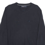 NAUTICA Mens Navy Plain V Neck Basic Knit Jumper M Cotton Blend Casual Stylish