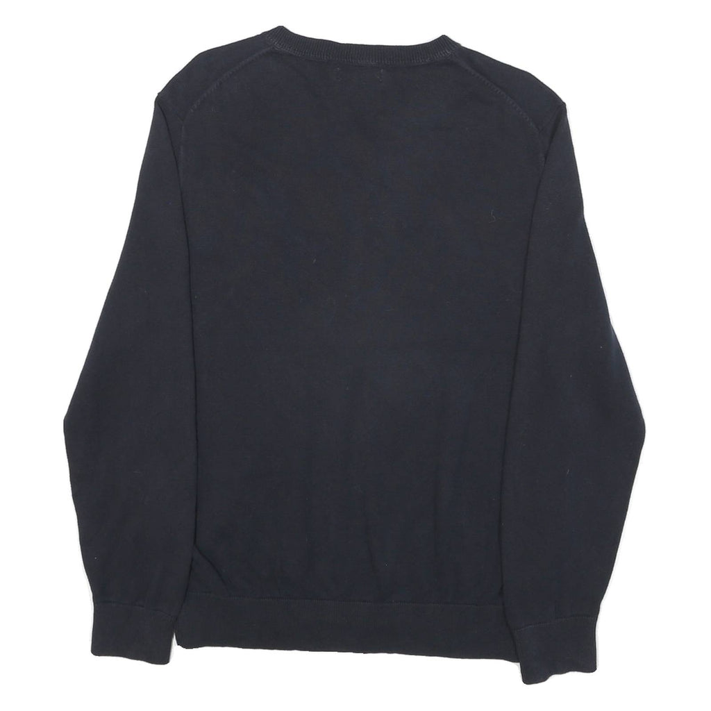 NAUTICA Mens Navy Plain V Neck Basic Knit Jumper M Cotton Blend Casual Stylish