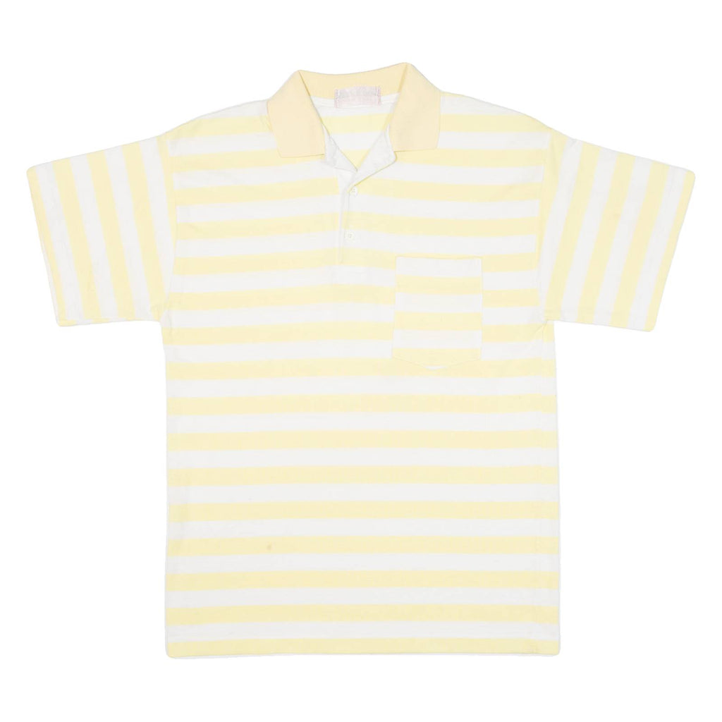 Mens Polo Shirt Yellow Striped S