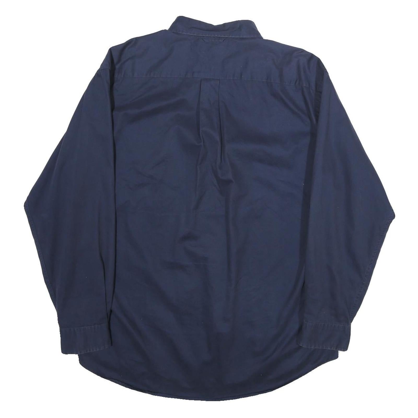 TOMMY HILFIGER Mens Navy Blue Shirt L Classic Button-Down Cotton Long Sleeve