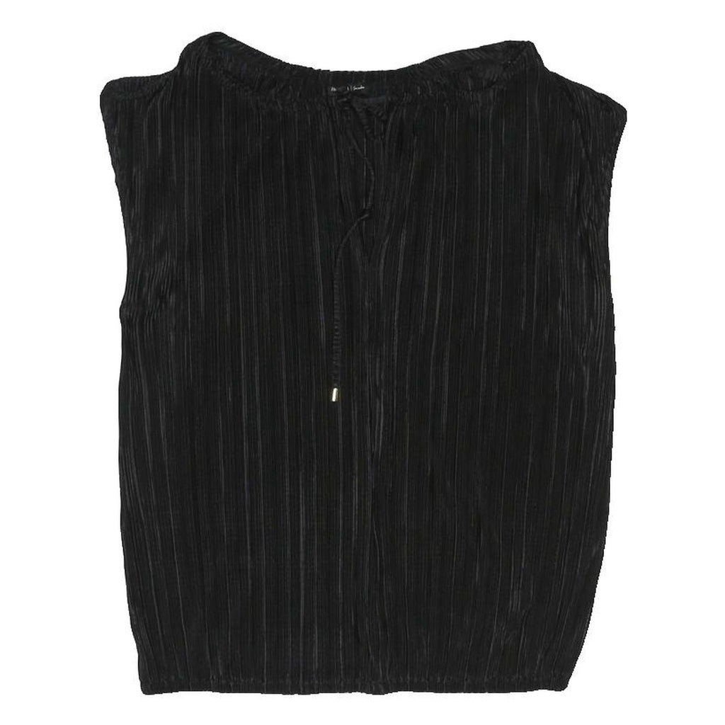 RIVER ISLAND Womens Black Sleeveless Round Neck Plain Top UK 12 Polyester Blend