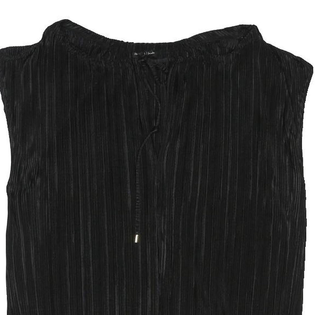 RIVER ISLAND Womens Black Sleeveless Round Neck Plain Top UK 12 Polyester Blend
