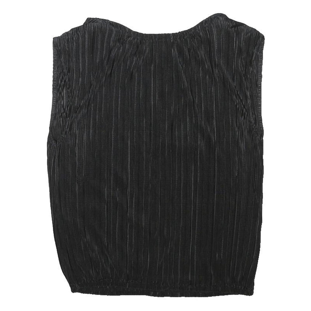RIVER ISLAND Womens Black Sleeveless Round Neck Plain Top UK 12 Polyester Blend
