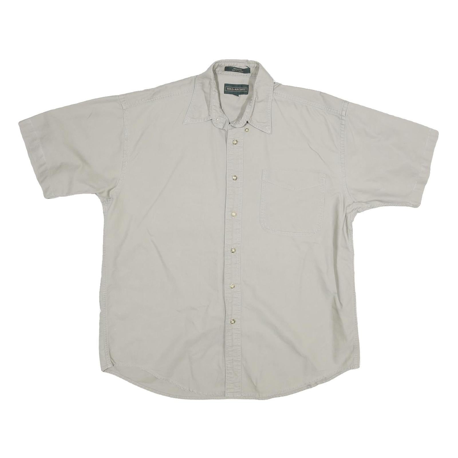 HILLS & ARCHER Mens Beige Cotton Shirt M Short Sleeve Casual Classic