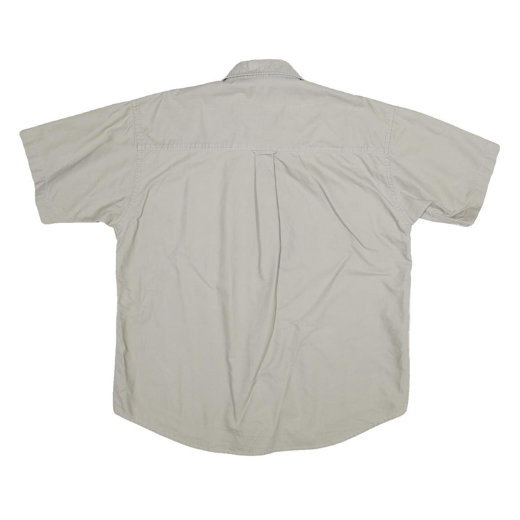 HILLS & ARCHER Mens Beige Cotton Shirt M Short Sleeve Casual Classic