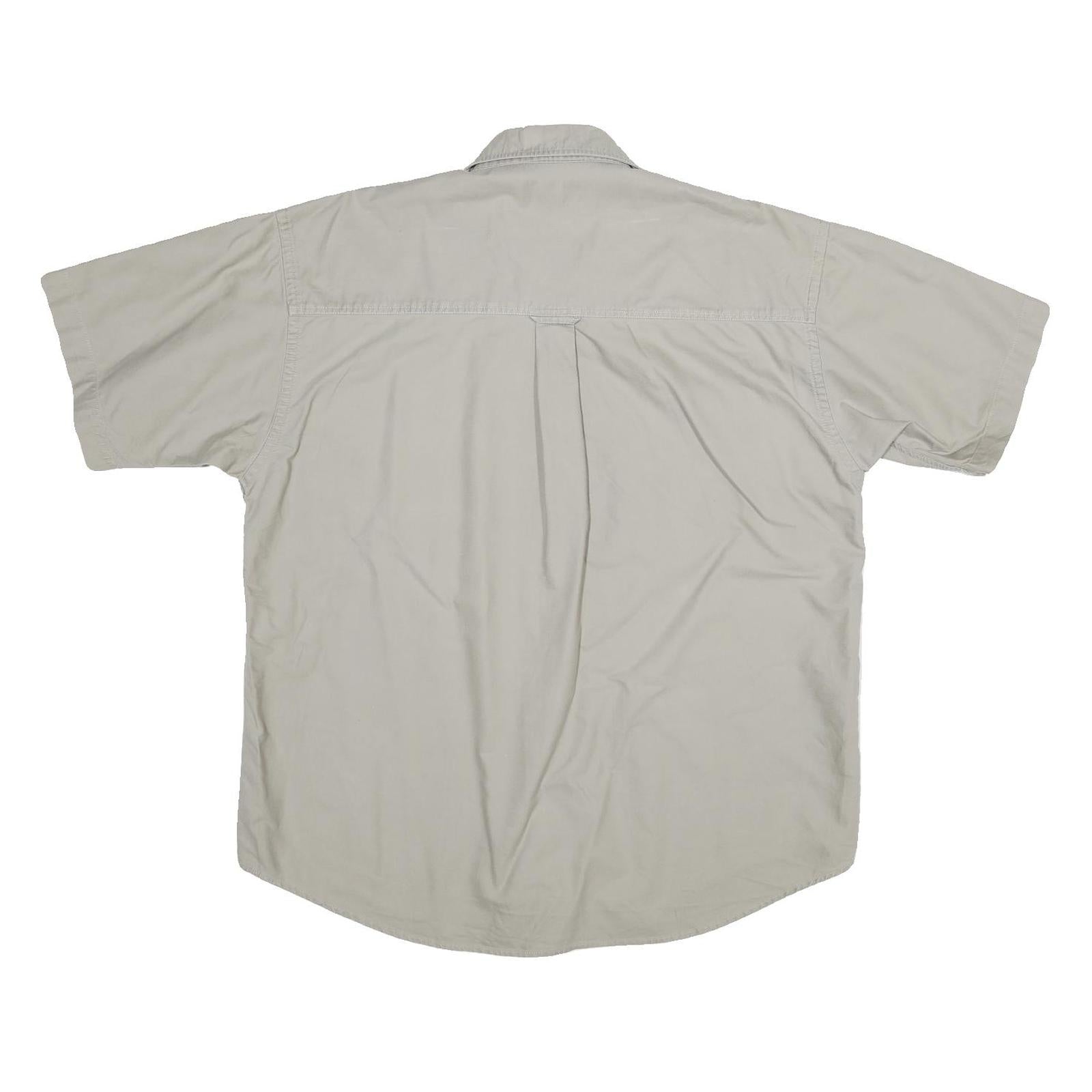 HILLS & ARCHER Mens Beige Cotton Shirt M Short Sleeve Casual Classic