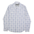 DKNY Mens Blue White Check Shirt L Casual Cotton Long Sleeve Button Shirt
