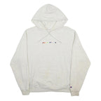 CHAMPION Womens Cream Hoodie L Cotton Blend Casual Pullover Rude Girls Print