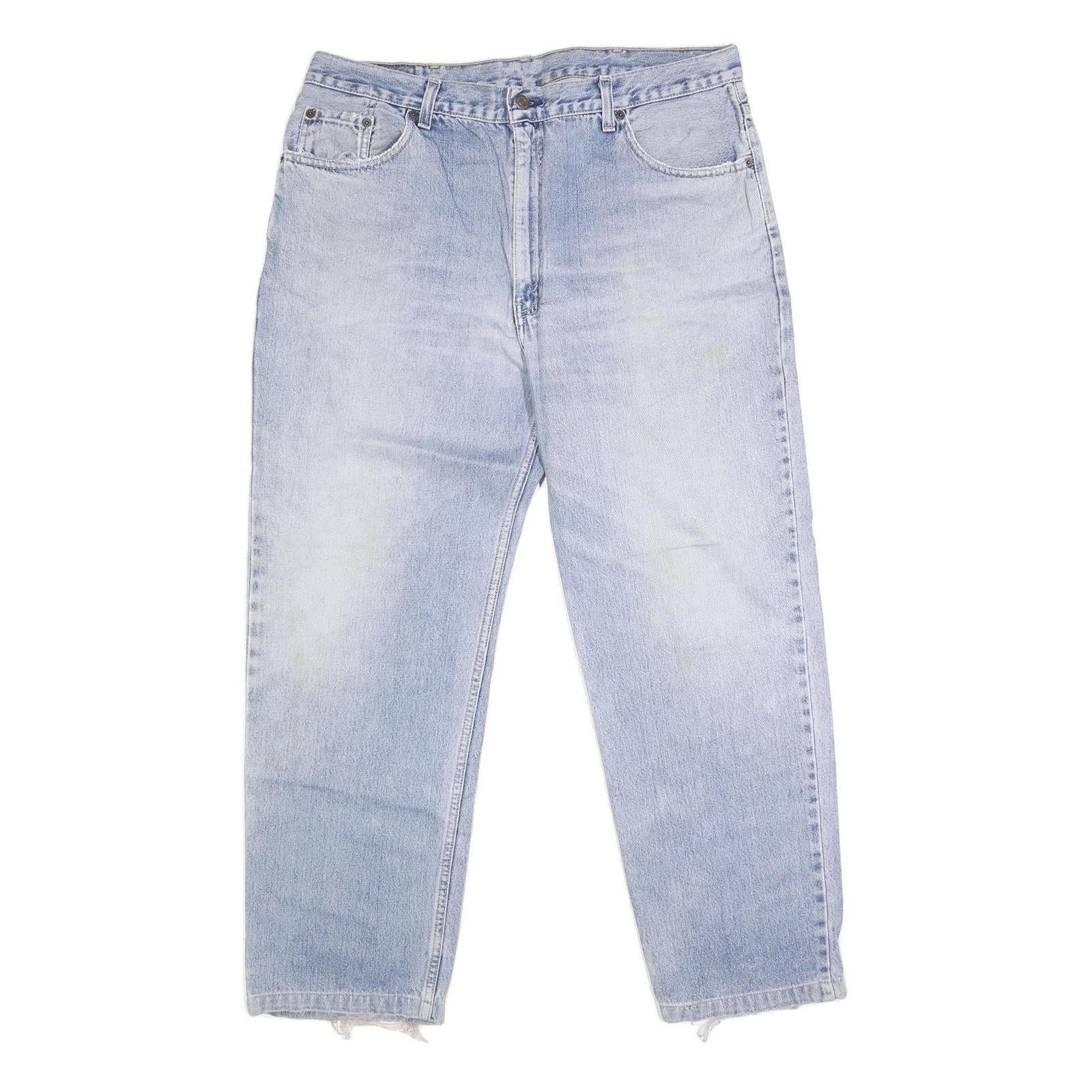 LEVI'S 504 Mens Regular Fit Cotton Blend Light Blue Denim W40 L29 Zip Jeans