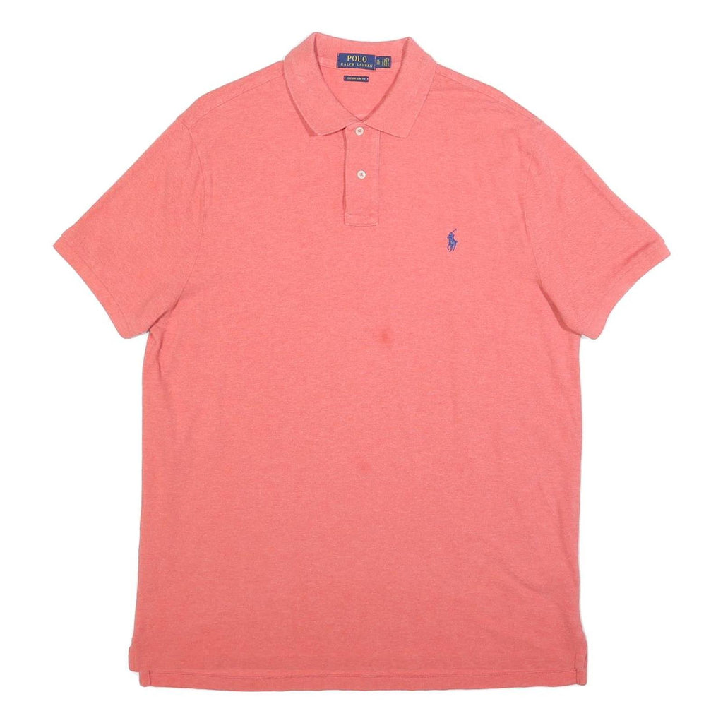 POLO RALPH LAUREN Mens Pink Short Sleeve Plain XL Cotton Blend Polo Shirt