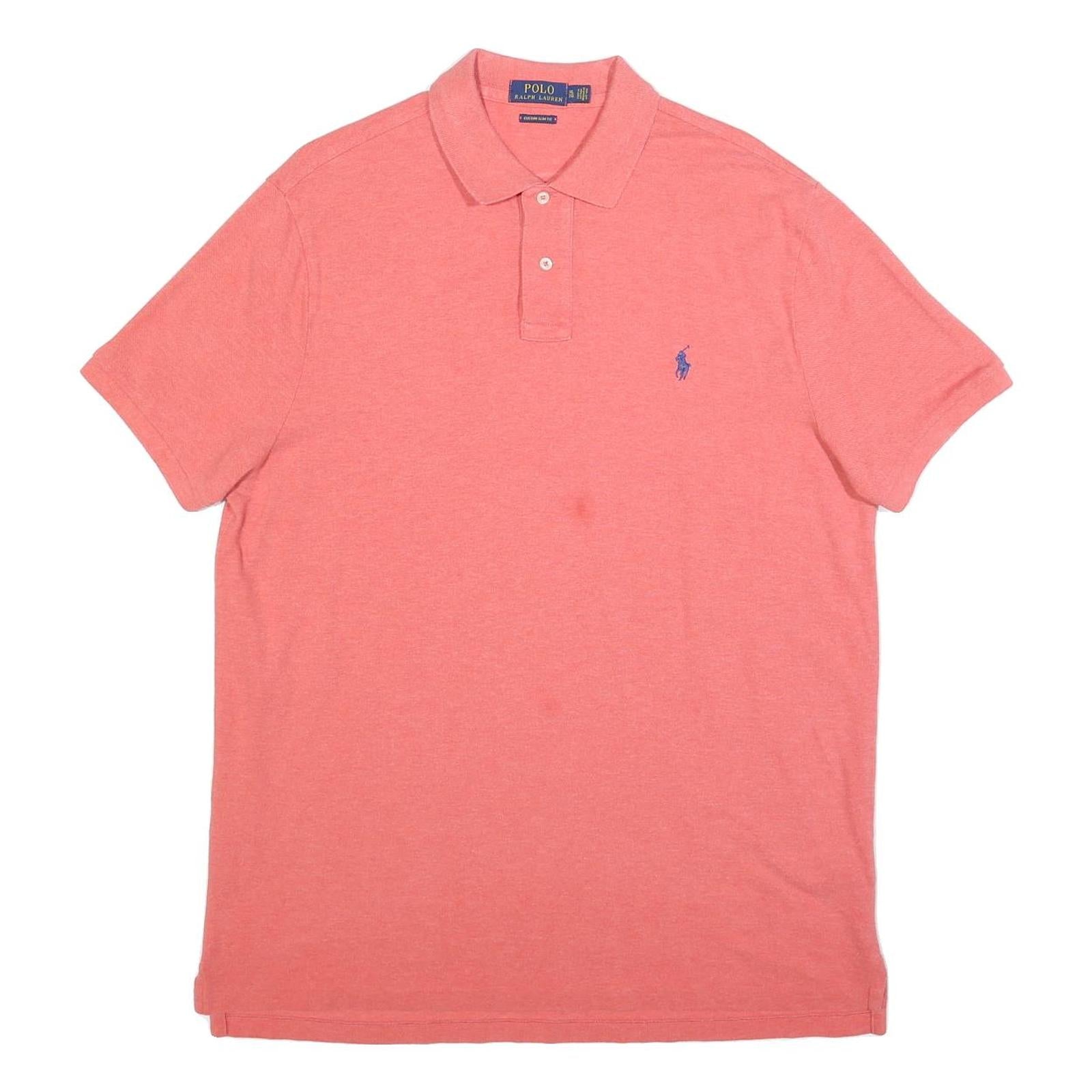 POLO RALPH LAUREN Mens Pink Short Sleeve Plain XL Cotton Blend Polo Shirt