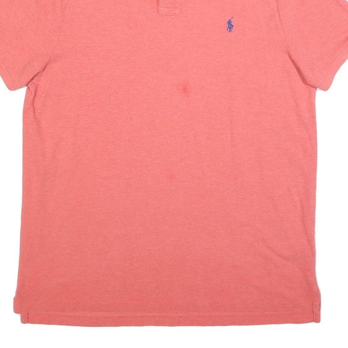 POLO RALPH LAUREN Mens Pink Short Sleeve Plain XL Cotton Blend Polo Shirt