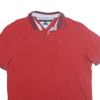 TOMMY HILFIGER Mens Red Polo Shirt Short Sleeve Plain XL Classic Fit Cotton