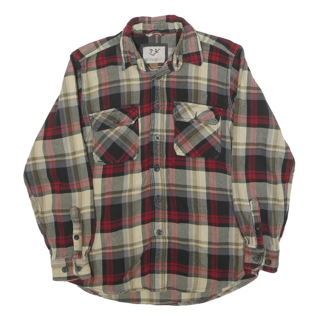 OUTDOOR LIFE Mens Beige & Red Cotton Blend Check Shirt M Casual Lumberjack
