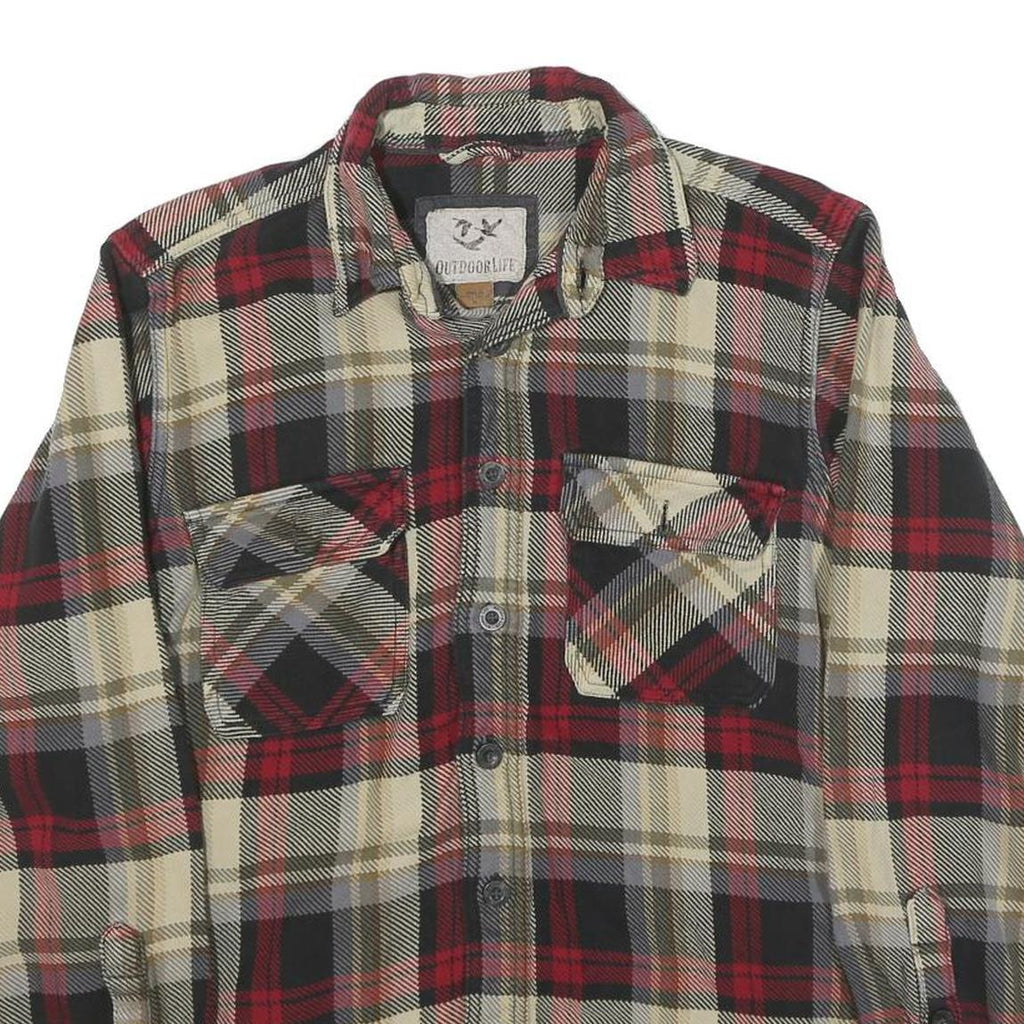 OUTDOOR LIFE Mens Beige & Red Cotton Blend Check Shirt M Casual Lumberjack