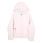 DIESEL Womens Pink Quilt Jacket M Polyester Hooded Zip Casual Lightweight
