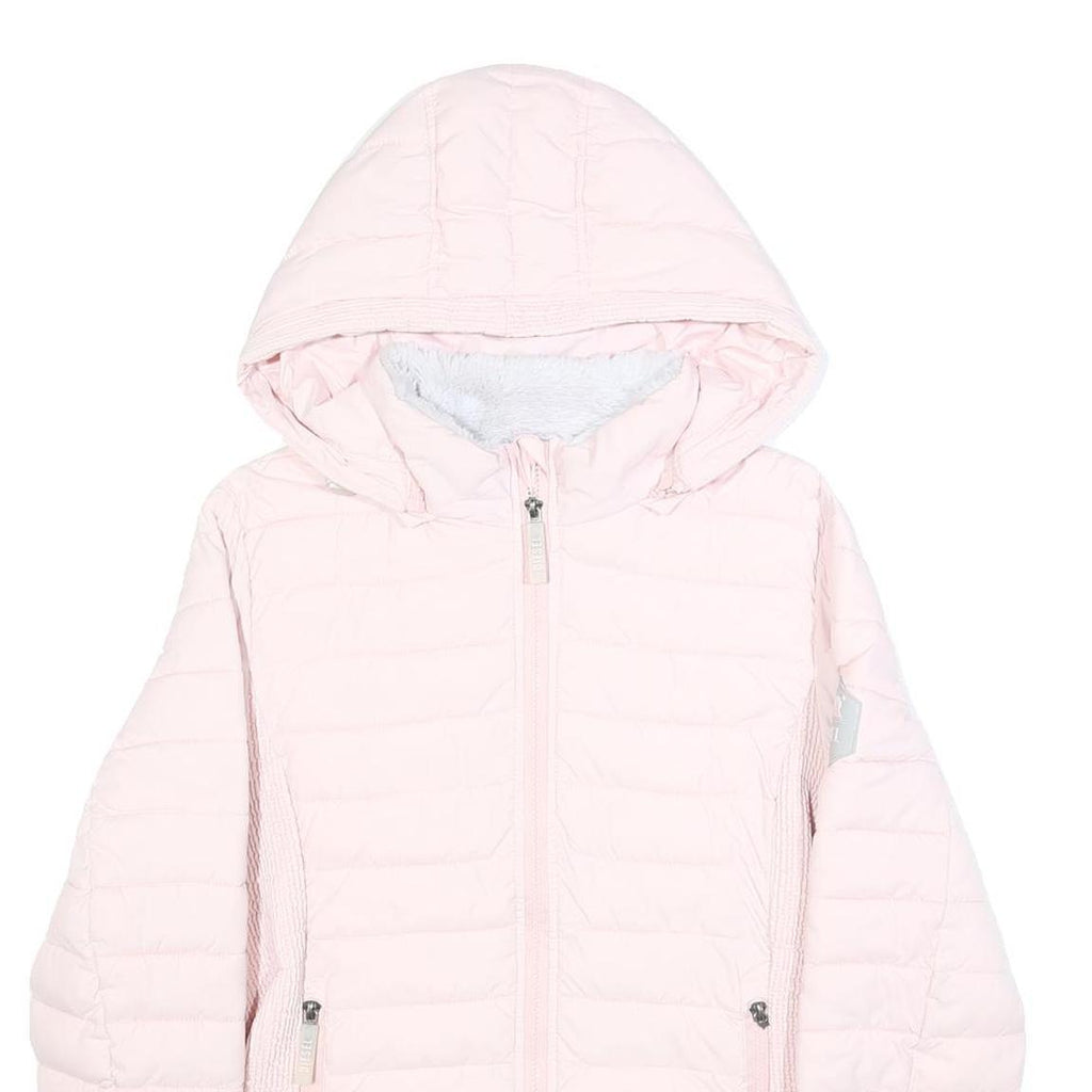 DIESEL Womens Pink Quilt Jacket M Polyester Hooded Zip Casual Lightweight