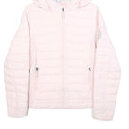 DIESEL Womens Pink Quilt Jacket M Polyester Hooded Zip Casual Lightweight