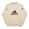 ADIDAS Mens Beige Cotton Blend Crew Neck S Logo Sweatshirt Casual Sport