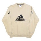 ADIDAS Mens Beige Cotton Blend Crew Neck S Logo Sweatshirt Casual Sport