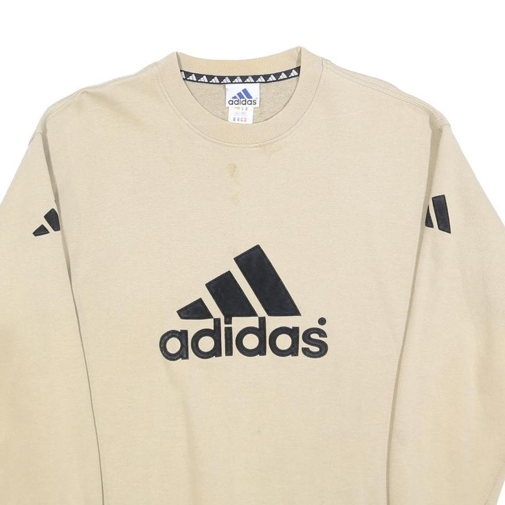 ADIDAS Mens Beige Cotton Blend Crew Neck S Logo Sweatshirt Casual Sport