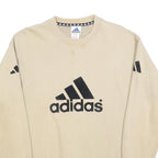ADIDAS Mens Beige Cotton Blend Crew Neck S Logo Sweatshirt Casual Sport