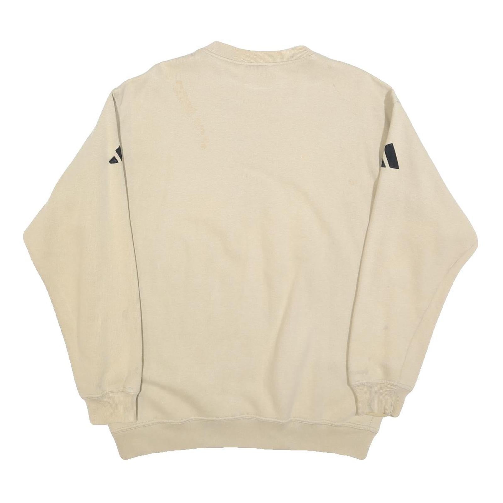ADIDAS Mens Beige Cotton Blend Crew Neck S Logo Sweatshirt Casual Sport