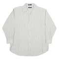 NAUTICA Mens White & Grey Stripe Regular Fit XL Cotton Shirt Long Sleeve Button