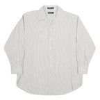 NAUTICA Mens White & Grey Stripe Regular Fit XL Cotton Shirt Long Sleeve Button