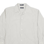 NAUTICA Mens White & Grey Stripe Regular Fit XL Cotton Shirt Long Sleeve Button