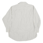 NAUTICA Mens White & Grey Stripe Regular Fit XL Cotton Shirt Long Sleeve Button