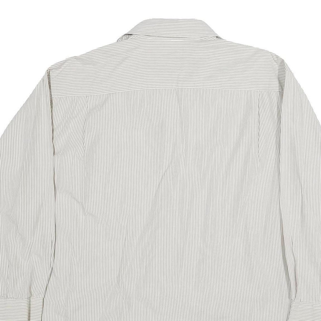 NAUTICA Mens White & Grey Stripe Regular Fit XL Cotton Shirt Long Sleeve Button