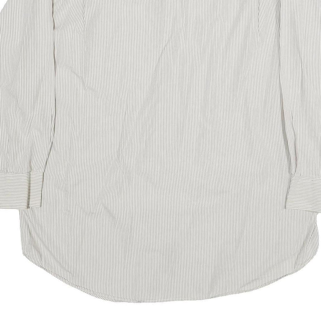 NAUTICA Mens White & Grey Stripe Regular Fit XL Cotton Shirt Long Sleeve Button