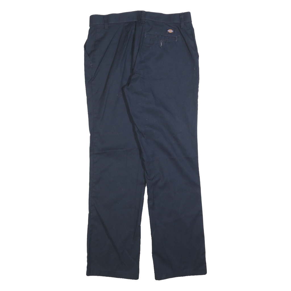DICKIES Womens Regular Navy Blue Cotton Blend Trousers W30 L30 Zip Closure