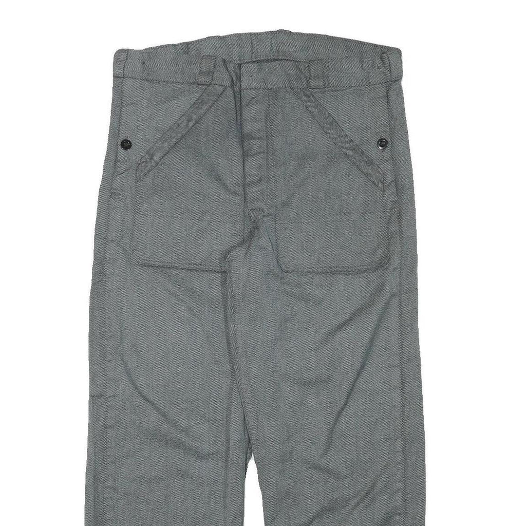 Mens Cotton Blend Grey Regular Fit Straight Leg Trousers W34 L29 Casual Workwear