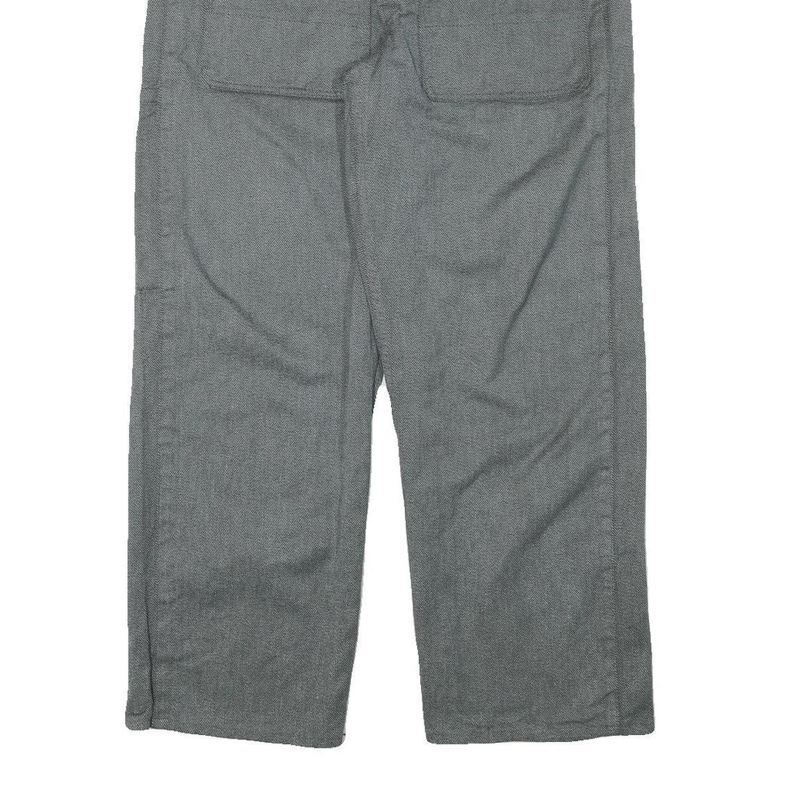 Mens Cotton Blend Grey Regular Fit Straight Leg Trousers W34 L29 Casual Workwear