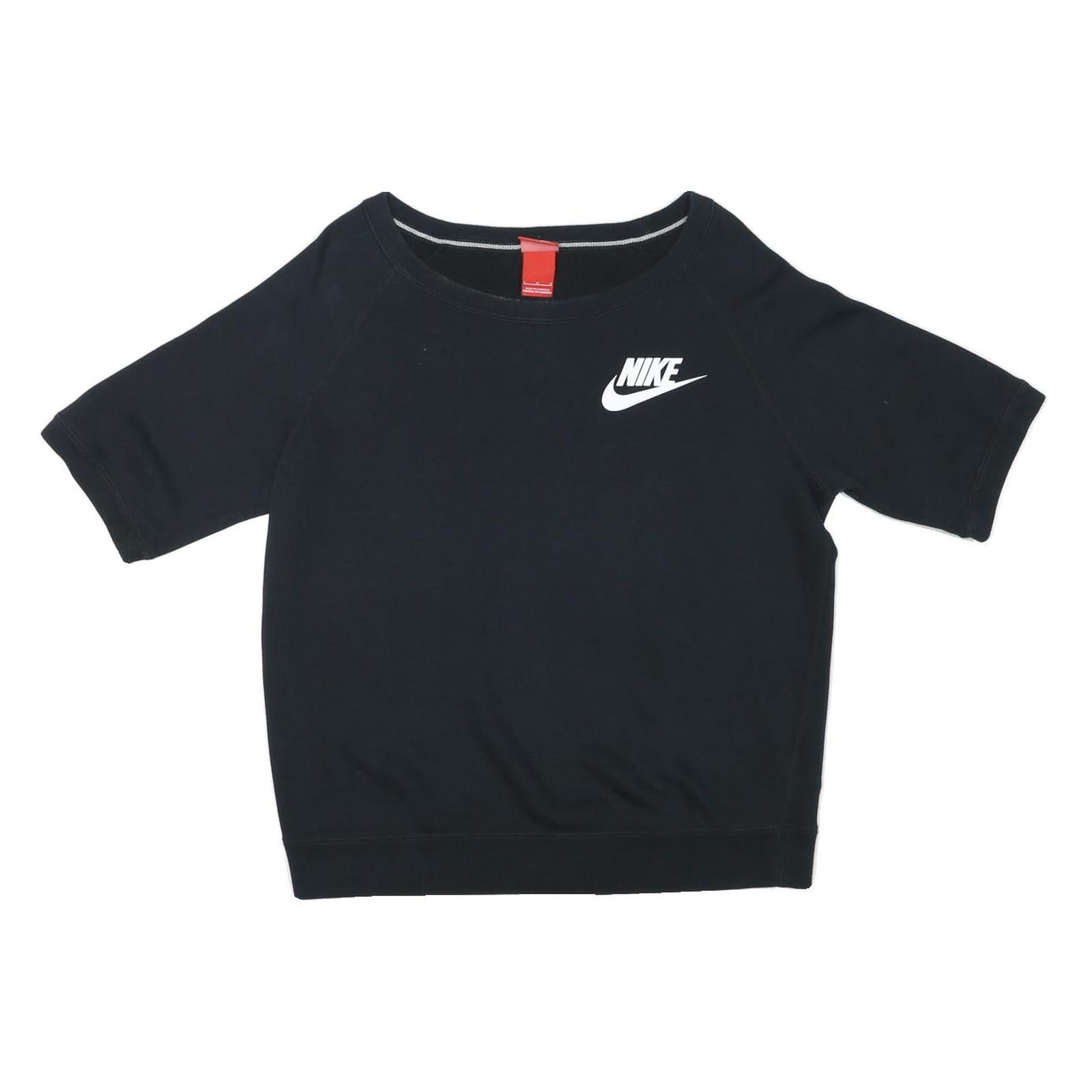 NIKE Mens Black Crew Neck L Polyester Blend Short Sleeve Sweatshirt