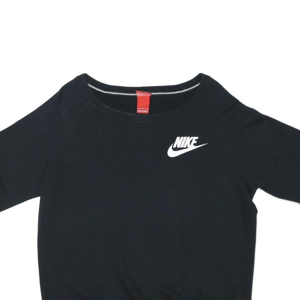 NIKE Mens Black Crew Neck L Polyester Blend Short Sleeve Sweatshirt