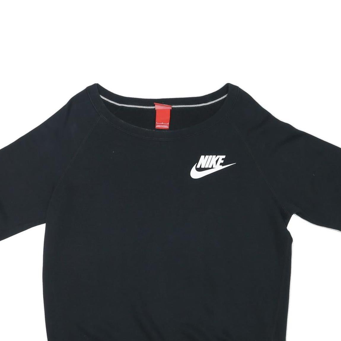 NIKE Mens Black Crew Neck L Polyester Blend Short Sleeve Sweatshirt