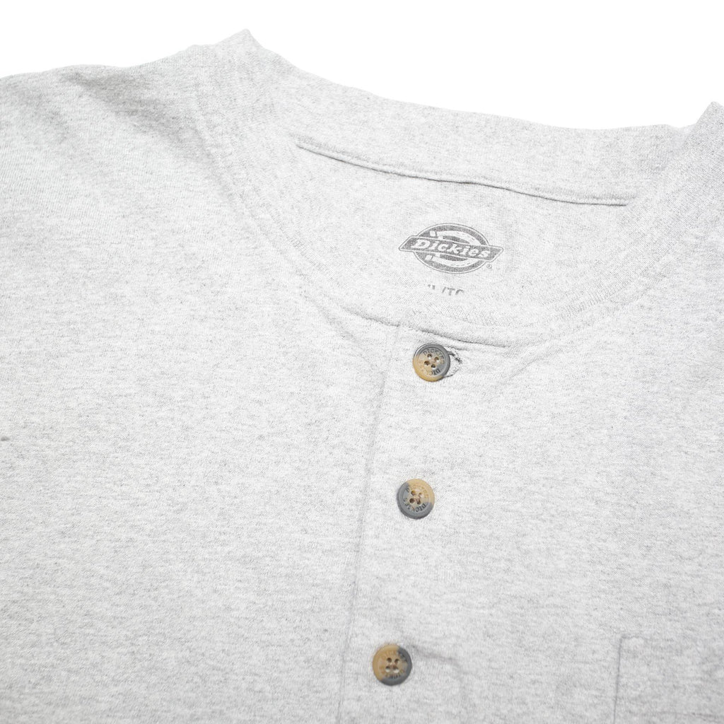 DICKIES Mens Grey Henley Long Sleeve T-Shirt XL Cotton Blend Casual Workwear