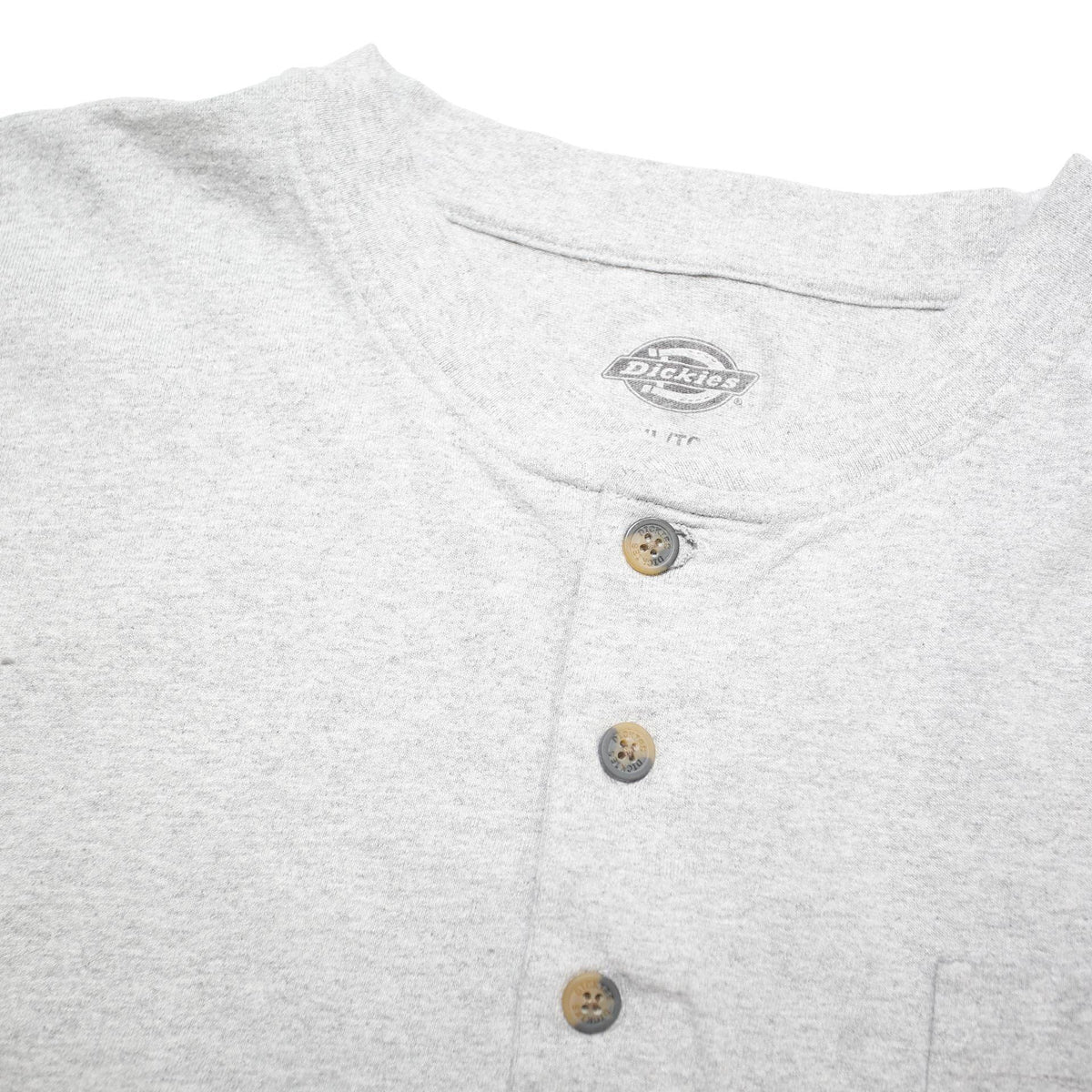 DICKIES Mens Grey Henley Long Sleeve T-Shirt XL Cotton Blend Casual Workwear